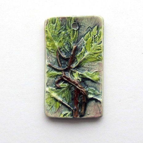 Pendant Oak Leaves Ceramic Clay