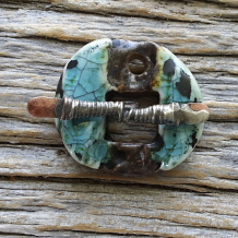SOLD Toggle Clasp with Blue Crackle Glaze